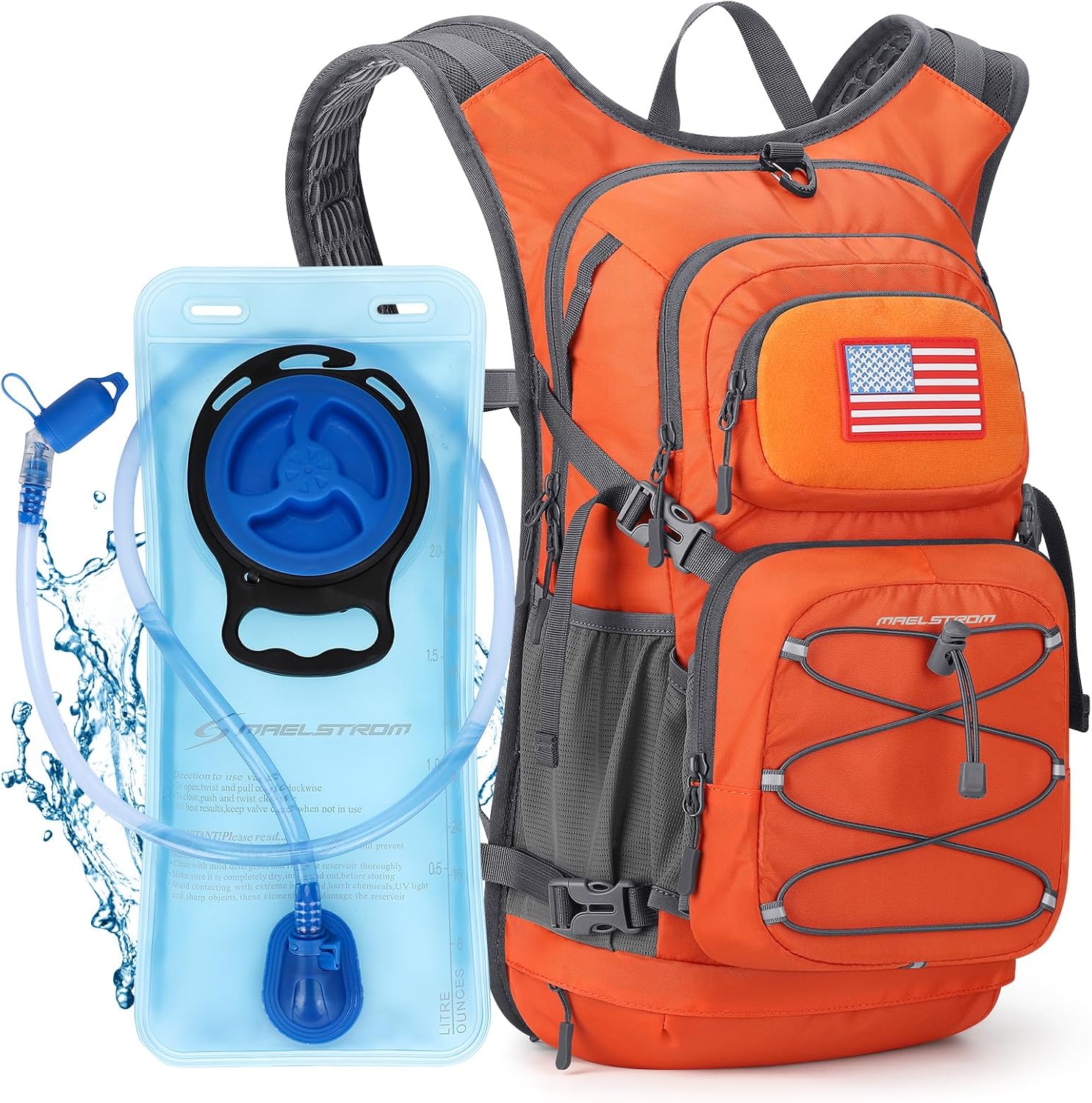 Maelstrom-Lightweight-Hydration-Hiking-Backpack-with-2L3L-Water-Bladder.jpg Maelstrom Lightweight Hydration Hiking Backpack with 2L/3L Water Bladder | BPA-free, High Flow Bite, Insulated Compartment, Reflective Strip, Utility Pockets, Perfect for Running, Cycling, Marathon - Image 1