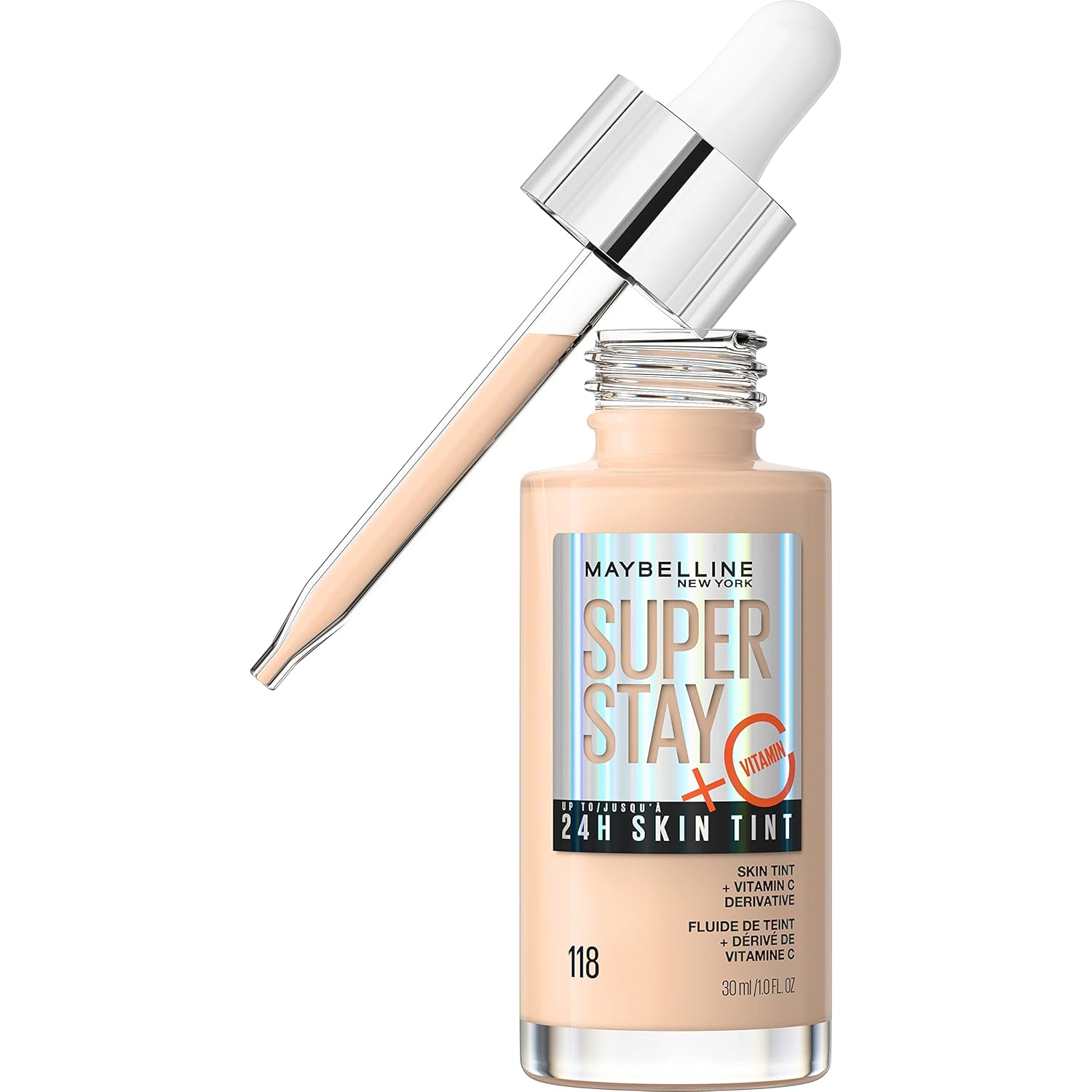 Maybelline-Super-Stay-Up-to-24HR-Skin-Tint-Radiant-Light-to-Medium.jpg Maybelline Super Stay Up to 24HR Skin Tint, Radiant Light-to-Medium Coverage Foundation, Makeup Infused With Vitamin C, 118, 1 Count - Image 1