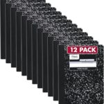 Mead Composition Notebook, Wide Ruled Paper, 7.5" x 9.75", 100 Sheets, Black Marble, 12 Pack (72936)