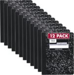 Mead Composition Notebook, Wide Ruled Paper, 7.5" x 9.75", 100 Sheets, Black Marble, 12 Pack (72936)