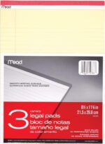 Mead Legal Pads, Wide Ruled Paper, 8-1/2" x 11-3/4", 50 Sheets, Memo Pads, Note Pads, Steno Pads, 3 Pack (59386)