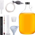 Mead Making Kit for Beginners 1 Gallon Home Brewing Kit with Glass Fermentation Jar Siphon Airlock Stopper Temperature Labe Funnel Hydrometer Reusable DIY Honey Wine Starter Set