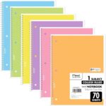 Mead Spiral Notebook, 6 Pack, 1 Subject, College Ruled Paper, 7-1/2" x 10-1/2", 70 Sheets per Notebook, Assorted Pastel Colors (830049)