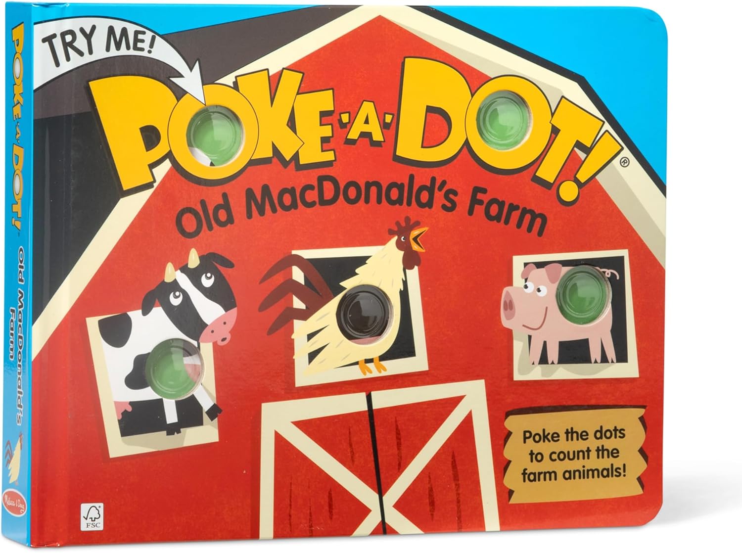 Melissa-Doug-Poke-a-Dot-Old-MacDonalds-Farm-Interactive-Childrens-Board.jpg Melissa & Doug Poke-a-Dot! Old MacDonald’s Farm, Interactive Children's Board Book with Buttons to Pop, Educational Sensory Toy for Toddlers & Preschoolers Ages 3+ - FSC Certified - Image 1