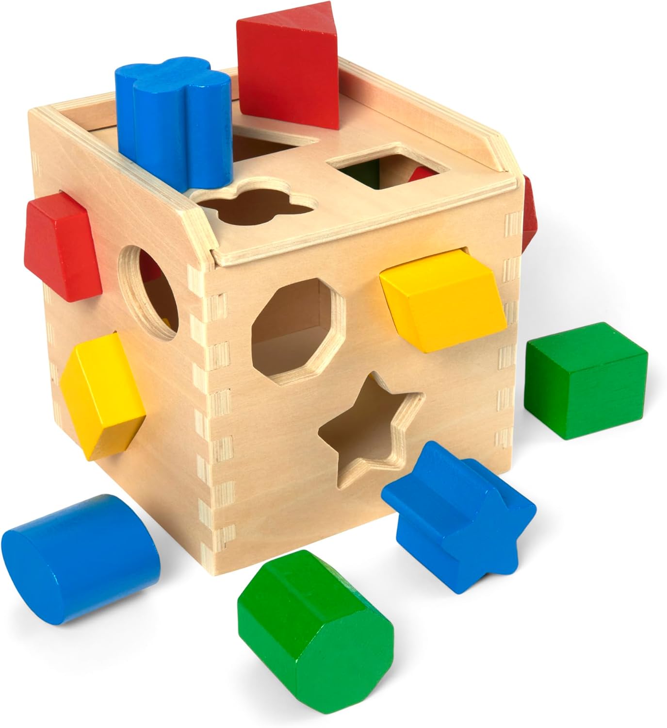 Melissa-Doug-Shape-Sorting-Cube-Classic-Wooden-Toy.jpg Melissa & Doug Shape Sorting Cube - Classic Wooden Toy With 12 Shapes - Image 1
