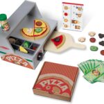 Melissa & Doug Top & Bake Wooden Pizza Counter, Kids Kitchen Playset with Play Food & Play Kitchen Accessories, Preschool Toys for Girls & Boys Ages 3+ - FSC Certified