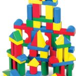 Melissa & Doug Wooden Building Blocks, 100-Piece Set of Sorting & Stacking Toys in 4 Colors and 9 Shapes, Classic Toddler Toys for Girls & Boys Ages 2+ - FSC Certified