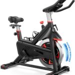Merach Magnetic Exercise Bike, Heavy Duty Stationary Bike with Automated Resistance, 300 350 Lbs Weight Capacity, Low Noise Indoor Workout Bike for Home Gym with Self-Developed App
