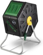 Miracle-Gro Compost Tumbler Single Chamber – Easy-Turn Composter Tumbler Outdoor for Fast Composting – Heavy-Duty Composting Bin with 1 Sliding Door (18.5 Gallon / 70 Liter)