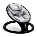 Munchkin Electric Baby Swing, Portable and Lightweight, Bluetooth Enabled Infant Rocker with Natural Sway in 5 Ranges of Motion, Newborn Nursery Essentials, Black/Grey