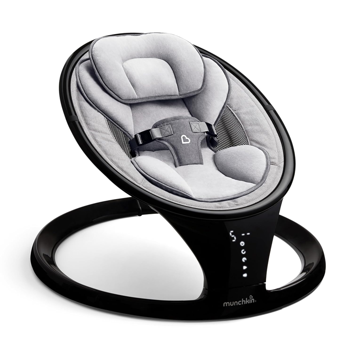 Munchkin-Electric-Baby-Swing-Portable-and-Lightweight-Bluetooth-Enabled-Infant.jpg Munchkin Electric Baby Swing, Portable and Lightweight, Bluetooth Enabled Infant Rocker with Natural Sway in 5 Ranges of Motion, Newborn Nursery Essentials, Black/Grey - Image 1