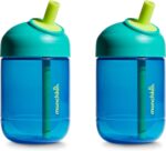 Munchkin Perfect Angle Straw Cups Toddlers 1-3 - Spill Proof Sippy Cups with Soft, Ergonomic Straw, BPA-Free, 10 Ounce, 2 Pack, Dark Blue
