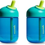 Munchkin Perfect Angle Straw Cups Toddlers 1-3 - Spill Proof Sippy Cups with Soft, Ergonomic Straw, BPA-Free, 10 Ounce, 2 Pack, Dark Blue