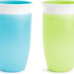 Munchkin Sippy Cups for Toddlers 1-3, Spill Proof Miracle 360 Cup, 10 Ounce, 2 Pack, Green/Blue