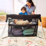 Munchkin Ultra-Lite 3-in-1 Playard, Travel Crib and Bassinet for Newborn Babies Up to 24 Months - Lightweight, No Tool Assembly, Mattress Plus Cover Included, Black - Image 2