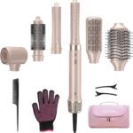 Mythsight StyleVibe 6-in-1 Air Styler, Hair Dryer & Blow Dryer Brush with Travel Bag - Auto Wrap Curls (L/R), Fast Drying, Thermal Round Brush for Smooth Blowouts & Frizz-Free Volume, No Heat Damage