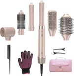 Mythsight StyleVibe 6-in-1 Air Styler, Hair Dryer & Blow Dryer Brush with Travel Bag - Auto Wrap Curls (L/R), Fast Drying, Thermal Round Brush for Smooth Blowouts & Frizz-Free Volume, No Heat Damage