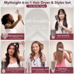 Mythsight StyleVibe 6-in-1 Air Styler, Hair Dryer & Blow Dryer Brush with Travel Bag - Auto Wrap Curls (L/R), Fast Drying, Thermal Round Brush for Smooth Blowouts & Frizz-Free Volume, No Heat Damage - Image 2