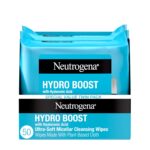 Neutrogena Hydro Boost Cleansing Wipes Makeup Remover for Face Micellar Gently Removes Oil, Dirt, and Waterproof Makeup Daily with Hydrating Hyaluronic Acid, 25 ct