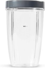 NutriBullet 24 Ounce Tall Cup with Standard Lip Ring, Clear/Gray