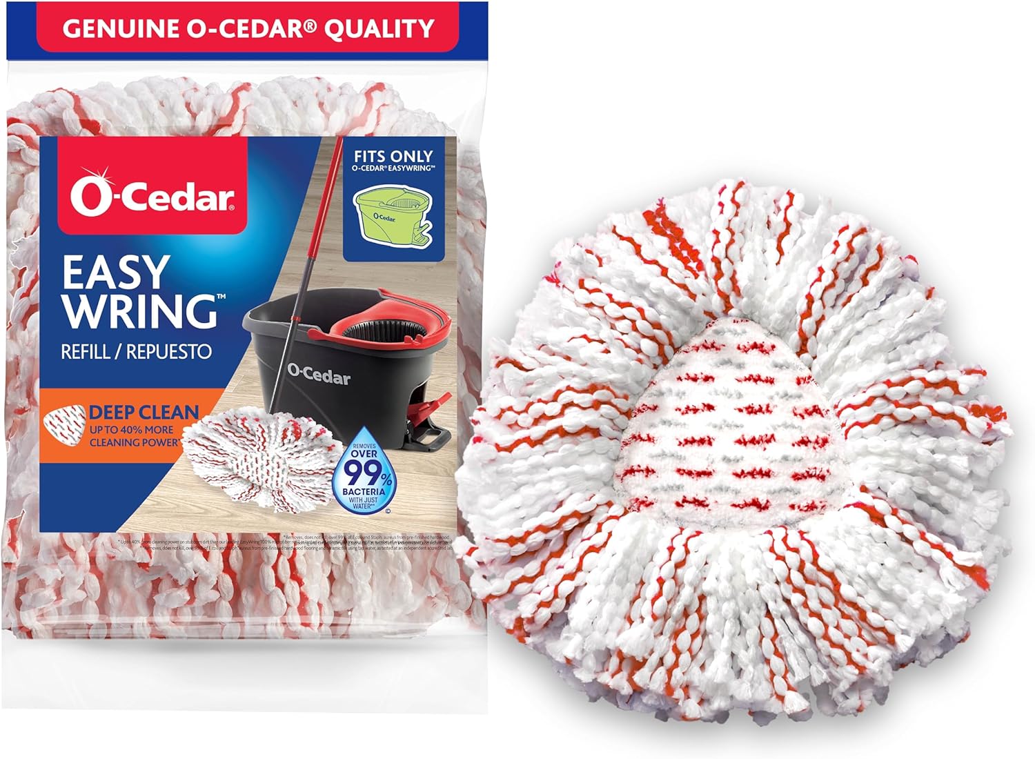 O-Cedar-EasyWring-Deep-Clean-Refill-1-Pack-40-More-Cleaning.jpg O-Cedar EasyWring Deep Clean Refill (1-Pack) | 40% More Cleaning Power | Microfiber Mop Refill Compatible with O-Cedar EasyWring Spin Mop & Bucket System - Image 1
