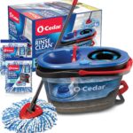 O-Cedar RinseClean Spin Mop & Bucket System + 2 Extra Mop Heads | Clean with Water | Removes 99% of Bacteria