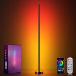 OIYN Smart RGBICW LED Corner Floor Lamp - 16 Million DIY Colors, 68+ Scenes, Music Sync, App & Remote Control, Color-Changing Ambient Lighting for Living Rooms, Bedrooms, and Gaming Rooms