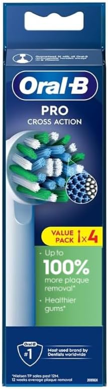 Oral-B-Cross-Action-Electric-Toothbrush-Replacement-Brush-Heads-Refill.jpg Oral B Cross Action Electric Toothbrush Replacement Brush Heads Refill, 4Count - Image 1