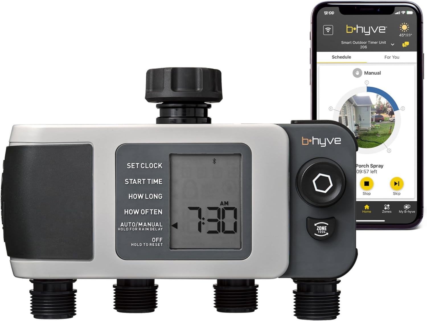 Orbit-B-hyve-XD-4-Port-Smart-Hose-Watering-Timer-App.jpg Orbit B-hyve XD 4-Port Smart Hose Watering Timer - App Controlled - Smart WeatherSense - Bluetooth Sprinkler Timer with Remote Control - Multi Outlet Yard Irrigation System - 24634 - Image 1