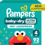 Pampers Diapers - Baby Dry - Size 4, 92 Count, Absorbent Disposable Infant Diaper (Packaging May Vary)