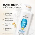 Pantene 2-in-1 Shampoo & Conditioner, Classic Clean - Pro-V Nutrients for Dry, Color-Treated Hair, Healthy Looking Hair Every Wash, Antioxidant-Rich, 27.7 Oz Each, 2-Pack + Rescue Shot (0.5 Oz) - Image 2