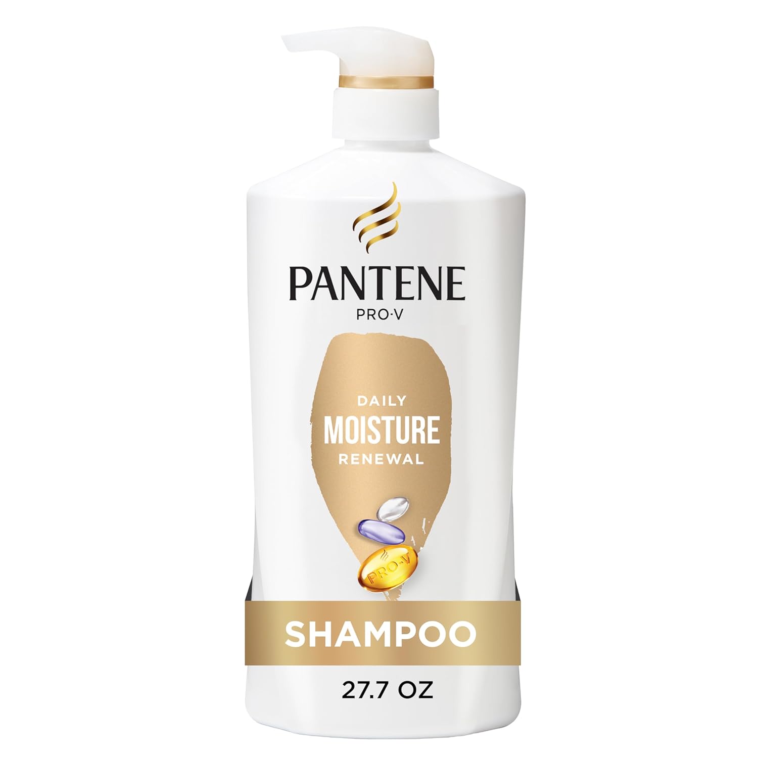 Pantene-Shampoo-Daily-Moisture-Renewal-Pro-V-Nutrients-for-Dry.jpg Pantene Shampoo, Daily Moisture Renewal - Pro-V Nutrients for Dry, Color-Treated, Straight to Curly Hair, 72-Hour Hydration & Softness, Paraben Free, Cleanses, Strengthens Bonds, 27.7 Fl Oz - Image 1