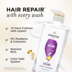 Pantene Shampoo, Sheer Volume - 72-Hour Fullness, Lightweight Nourishment with Pro-Vitamin B5 + Antioxidants, Fine, Thin, Color-Treated Hair, Paraben Free, Remove Build Up for Body & Shine, 27.7 Fl Oz - Image 2