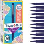 Paper Mate Flair Felt Tip Pens | Medium Point (0.7mm) | Navy Blue | 12 Count