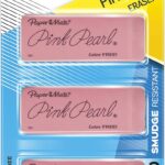 Paper Mate Pink Pearl Erasers, Large, 3 Count
