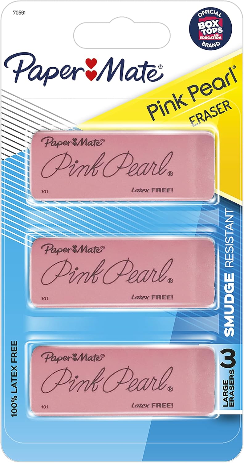 Paper-Mate-Pink-Pearl-Erasers-Large-3-Count.jpg Paper Mate Pink Pearl Erasers, Large, 3 Count - Image 1