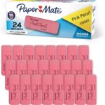 Paper Mate Pink Pearl Erasers, Medium, 24 Count - Back to School, Classroom, Teacher Supplies