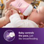 Philips Avent Natural Response Baby Gift Set - 3X 4oz Pink Bottles with Slow Flow Nipples (Flow 2), 1x 9oz Pink Bottle with Medium Flow Nipples (Flow 3), 2X Soothie Pacifiers 0-3m, SCD838/03 - Image 2
