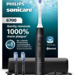 Philips Sonicare 6700 Series Electric Toothbrush - Next-Generation Sonicare Technology, Pressure Sensor, 9 Brushing Settings, SmarTimer, BrushPacer, 21-Day Runtime, Travel Case, Black, HX7411/06