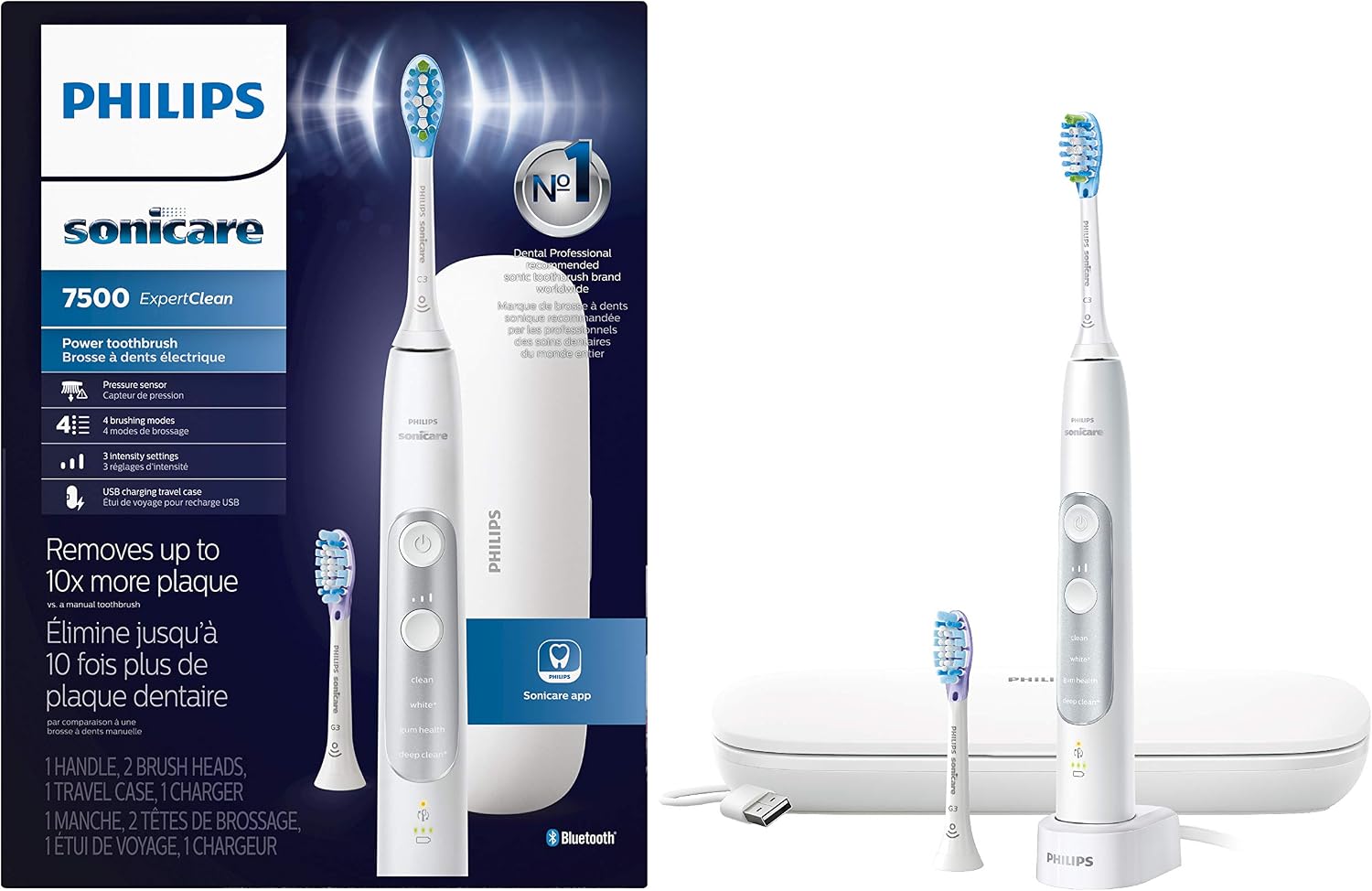 Philips-Sonicare-ExpertClean-7500-White-Rechargeable-Electric-Power-Toothbrush-HX969006.jpg Philips Sonicare ExpertClean 7500 White, Rechargeable Electric Power Toothbrush, HX9690/06 - Image 1