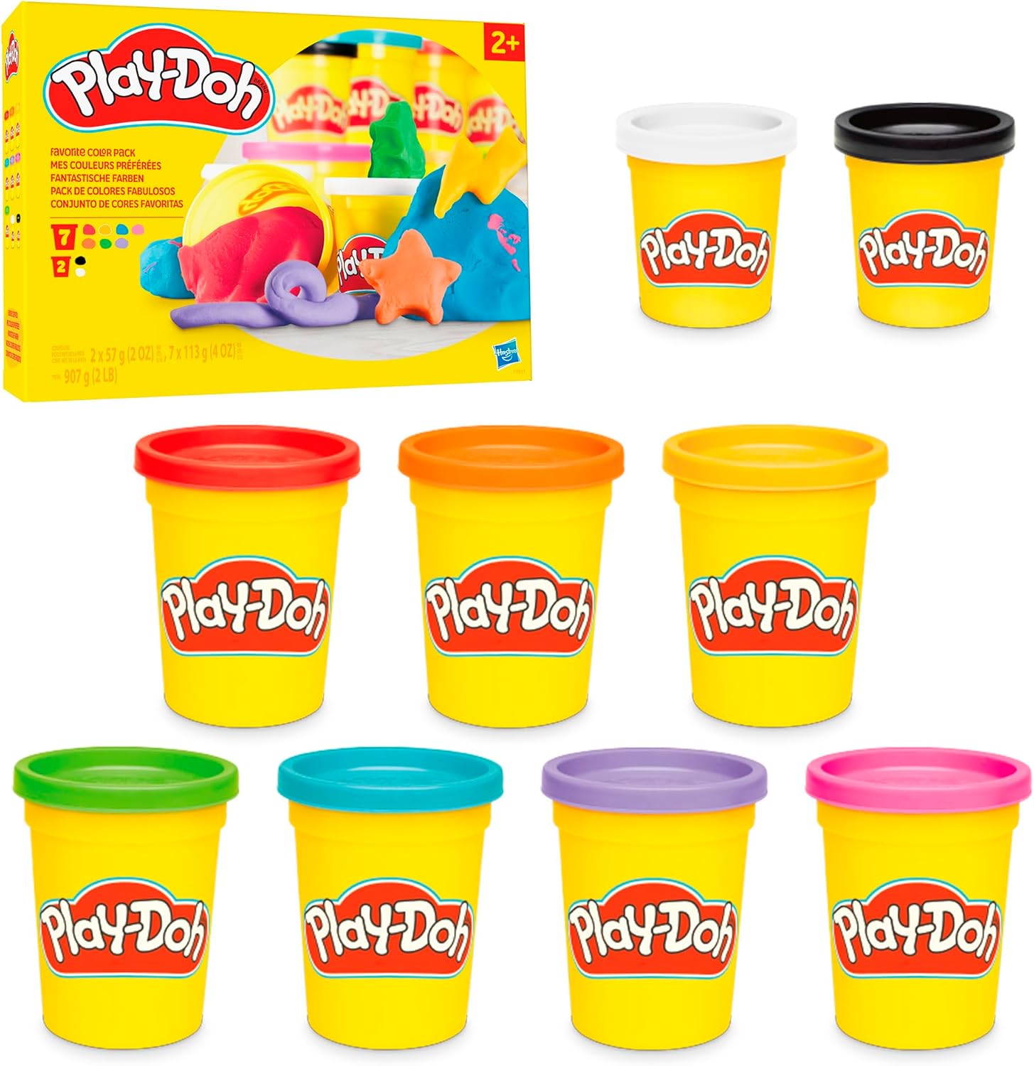 Play-Doh 9 Pack Favorite Color Set, Assorted Colors, 2 & 4 Ounce Modeling Compound Cans, Kids Arts & Crafts, Back to School Gifts & Prizes, Preschool Toys, Ages 2+ (Amazon Exclusive) - Image 1