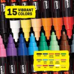 Posca Paint Art Markers, Set of 15 5M Medium Acrylic Markers with Reversible Tips, Artist Recommended Paint Pens for Gifts, Decorations, Fabric, Metal, Windows, Wood and Canvas - Image 2