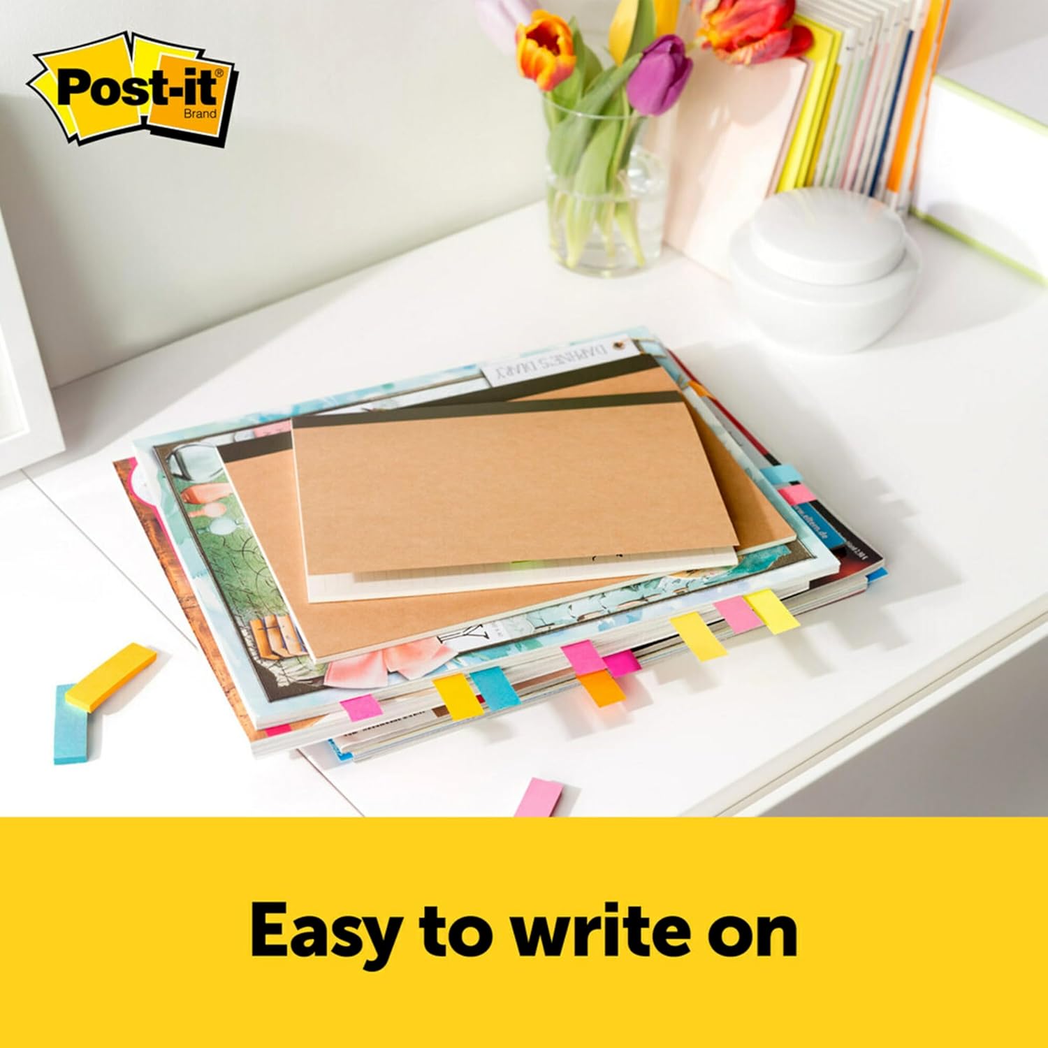 Post-it Page Markers, Assorted Bright Colors, 1/2 x 2-Inches, 50-Markers/Pad, 10-Pads/Pack, 2-Pack - Image 2