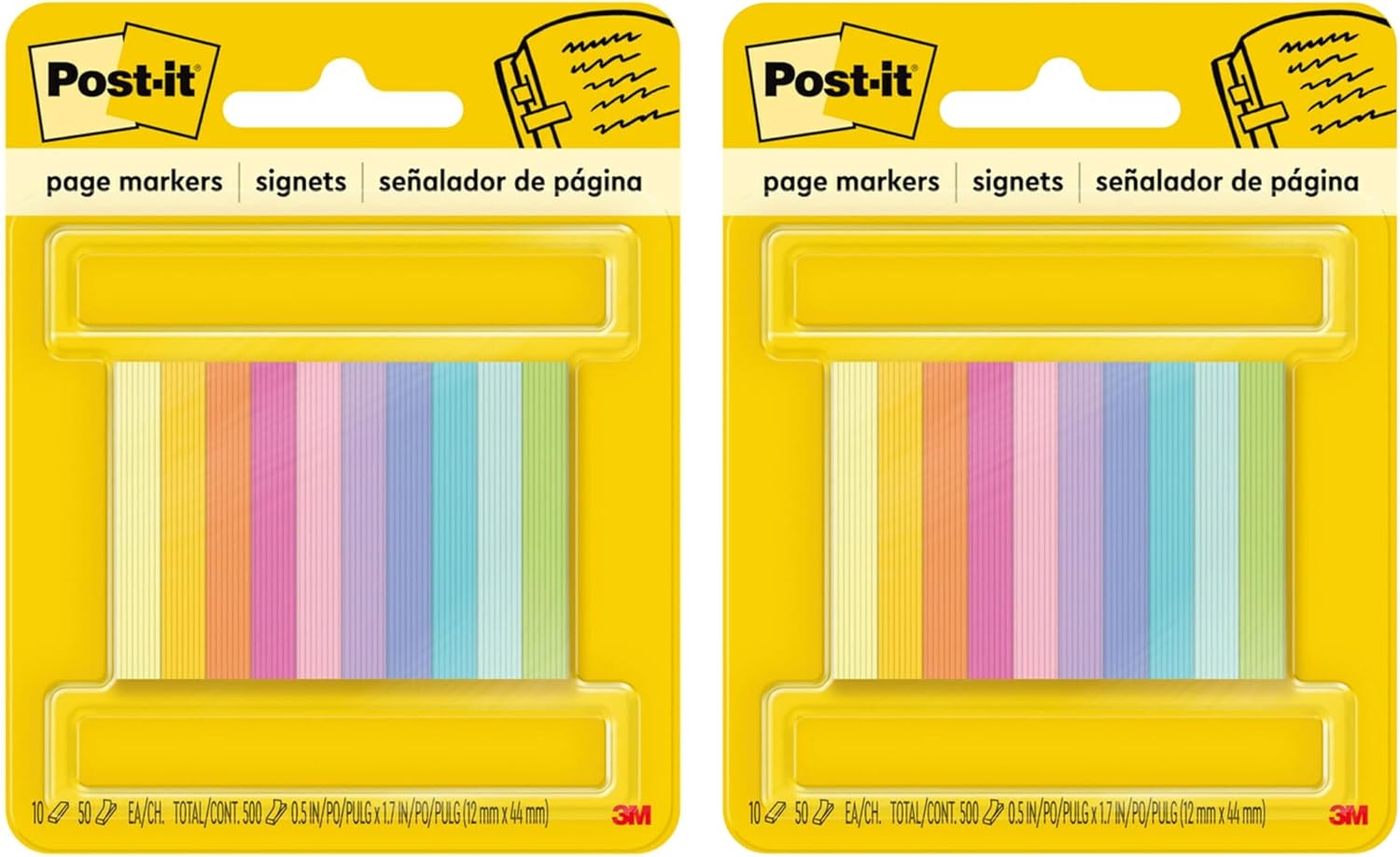 Post-it-Page-Markers-Assorted-Bright-Colors-12-x-2-Inches-50-MarkersPad.jpg Post-it Page Markers, Assorted Bright Colors, 1/2 x 2-Inches, 50-Markers/Pad, 10-Pads/Pack, 2-Pack - Image 1