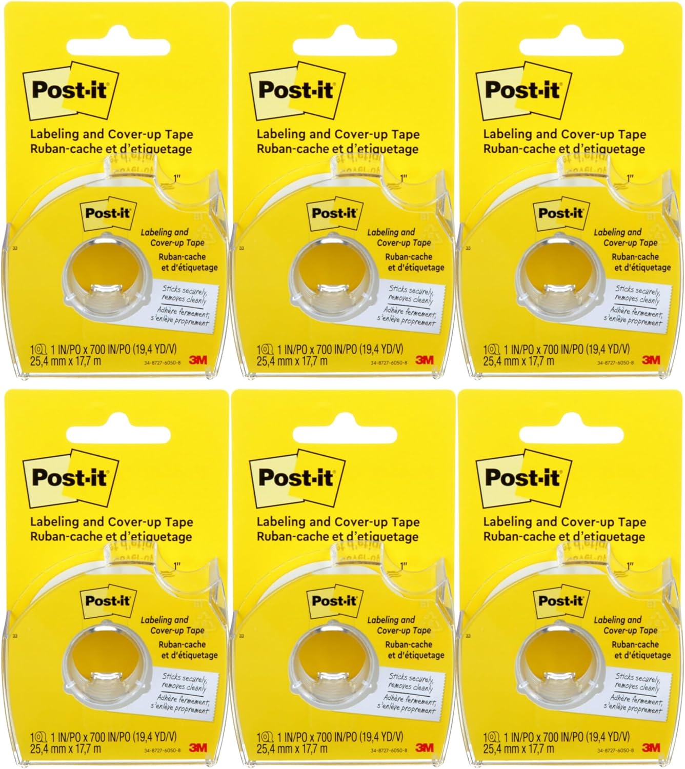 Post-it-Removable-Cover-Up-Tape-Non-Refillable-1-x-700-roll.jpg Post-it : Removable Cover-Up Tape, Non-Refillable, 1" x 700" roll -:- Sold as 6 Packs of - 1 - / - Total of 6 Each - Image 1