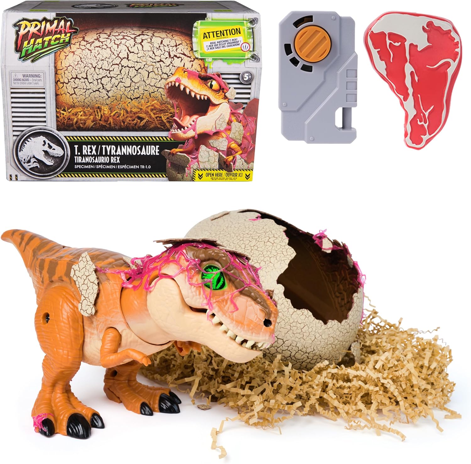 Primal-Hatch-Jurassic-World-Interactive-Toy-Dinosaur-Egg-Hatch.jpg Primal Hatch Jurassic World Interactive Toy Dinosaur & Egg, Hatch & Train Your own Baby Dino with 100+ Sounds & Reactions, Kids Toys for Boys & Girls Aged 5 & Up - Image 1