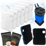 PurifyLogix 8 PCS Canister Filter Pads for Cascade 700/1000 CCF2UL/CCF3UL | Replacement Aquarium Floss Media, 2 Upgraded Activated Carbon-Coarse-Activated Carbon Filter Pads and 6 White Floss (8)