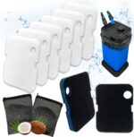 PurifyLogix 8 PCS Canister Filter Pads for Cascade 700/1000 CCF2UL/CCF3UL | Replacement Aquarium Floss Media, 2 Upgraded Activated Carbon-Coarse-Activated Carbon Filter Pads and 6 White Floss (8)