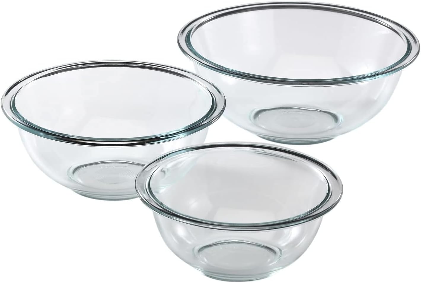 Pyrex-Essentials-3-Piece-Glass-Mixing-Bowls-Set-For-Prepping-Baking.jpg Pyrex Essentials (3-Piece) Glass Mixing Bowls Set For Prepping, Baking and Cooking, Preheated Oven, Dishwasher, Freezer, and Microwave Safe - Image 1