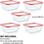 Pyrex Freshlock (5-Pack, 4 Cup) Glass Food Storage Containers Set, Airtight & Leakproof Plastic Locking Lids BPA-Free, Meal Prep Containers Set, Freezer Dishwasher Microwave Safe - Image 2